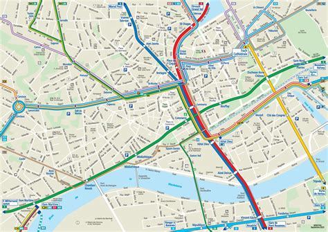 Carte de Nantes avec les principaux arrêts de transport en commun