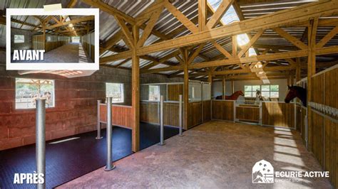 Schéma explicatif du fonctionnement d'une écurie active avec zones de repos, râteliers, DAC et aires de roulade