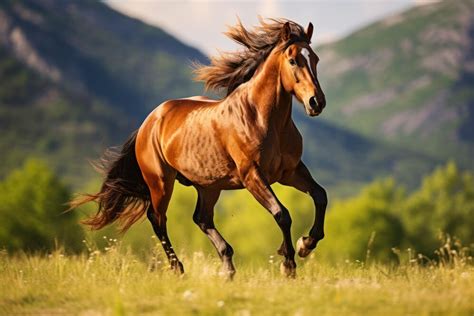 Cheval au galop dans un paysage naturel