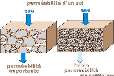 Schéma comparant la perméabilité des sols sableux et argileux