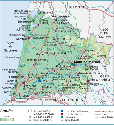 Carte de France avec le département des Landes mis en évidence