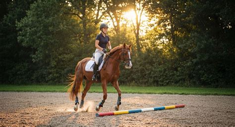 Cavaliers travaillant sur des barres au sol dans une carrière