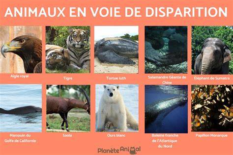 Illustration d'animaux en voie de disparition
