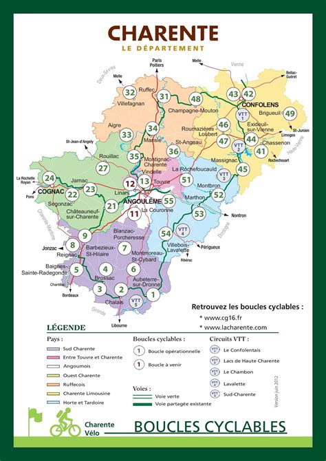 Carte des itinéraires cyclables majeurs en Charente