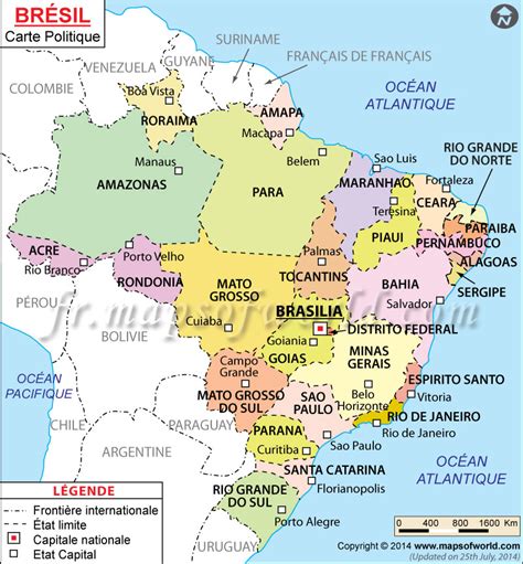 Carte du Brésil et de l'Espagne