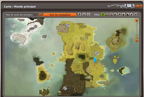 Carte du monde de Dofus avec les villes de Bonta et Brâkmar