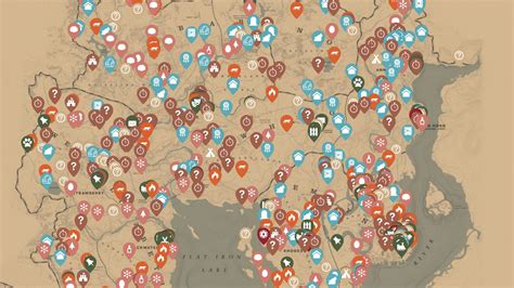 Carte de Red Dead Redemption 2 avec des itinéraires suggérés