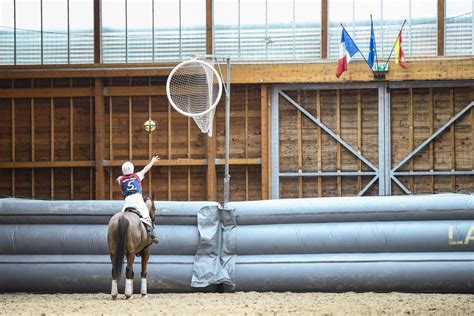 Terrain de horse-ball avec cercles de but