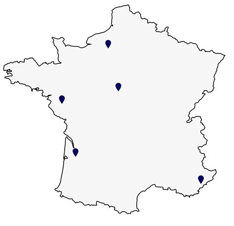 Carte de France avec des points représentant des centres équestres