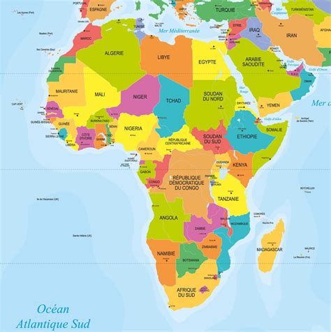 Carte de l'Afrique avec le Botswana et l'Algérie mis en évidence