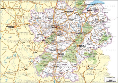 Carte routière de la région lyonnaise avec Vourles et Dardilly