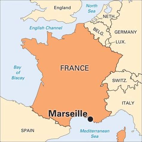 Carte de France mettant en évidence la ville de Marseille