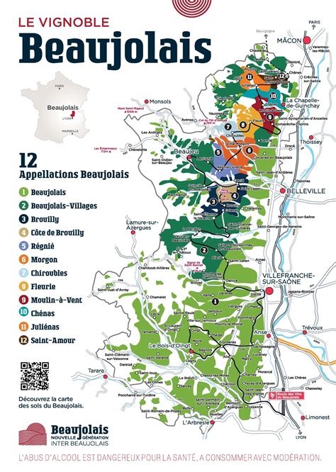 Carte du Beaujolais avec indication de la Ferme équestre