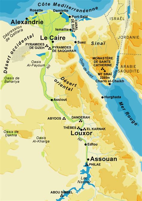 Carte de l'Égypte antique avec Alexandrie