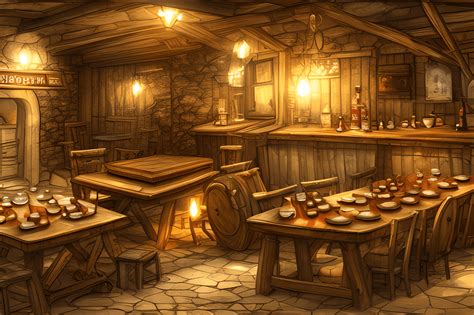 Intérieur d'une taverne dans le monde de Dofus