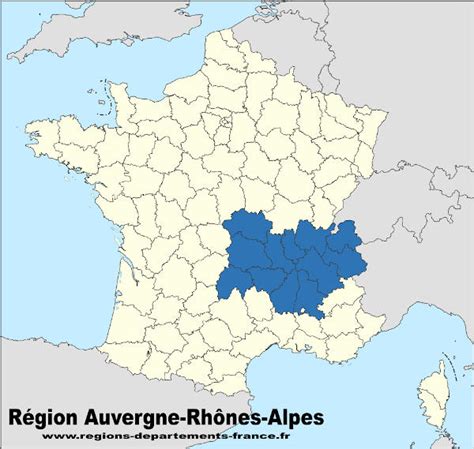 Carte de France mettant en évidence les régions Auvergne-Rhône-Alpes et Pays de la Loire