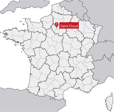 Carte de France avec la localisation de Saint-Cloud et Chantilly