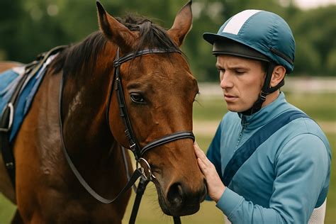 Jockey donnant des instructions à son cheval avant la course