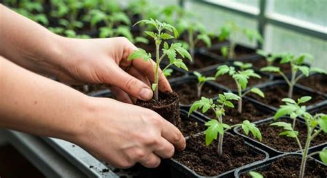 Semis de tomates en godets