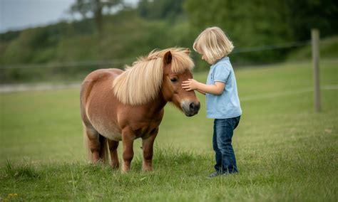 Enfants souriants caressant un poney