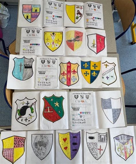 Enfants fabriquant un blason médiéval