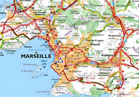 Carte montrant la liaison routière entre Marseille et Nîmes