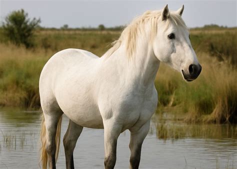 Cheval de Camargue dans son habitat naturel