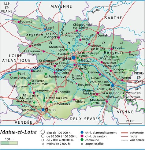 Carte du Maine-et-Loire indiquant les localisations de La Ricortais et du Gîte le Petit Dolmen