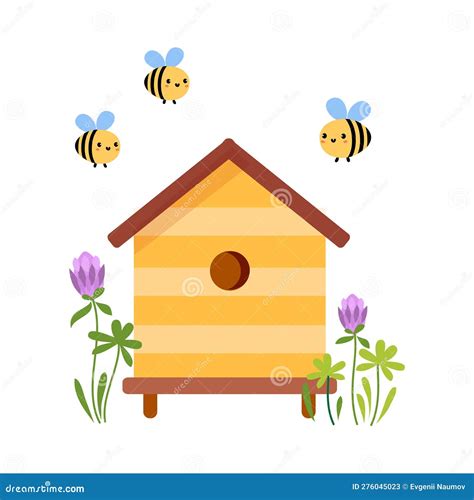 Illustration d'une ruche et d'abeilles