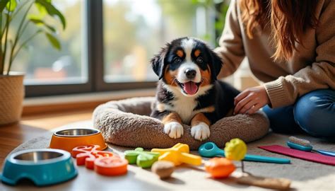 Chiot recevant un contact doux de la main