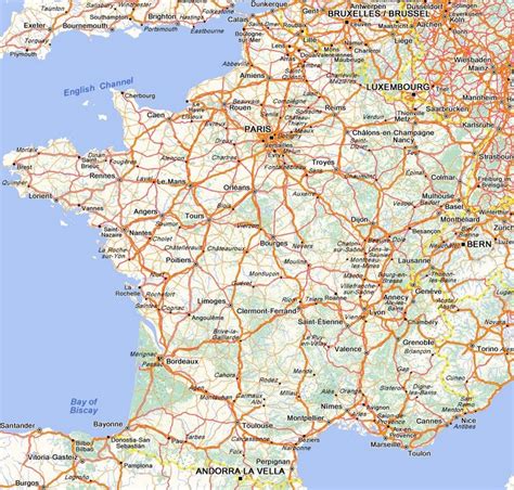 Carte routière de France avec emphasis sur les routes départementales