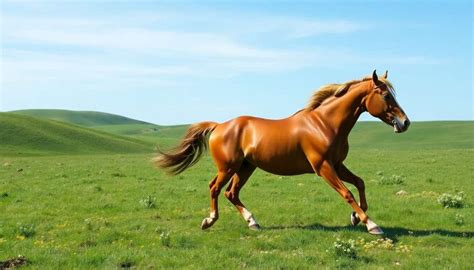 Cheval au galop dans un paysage verdoyant
