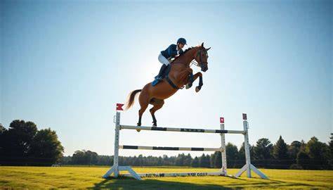 Cheval en plein saut d'obstacles