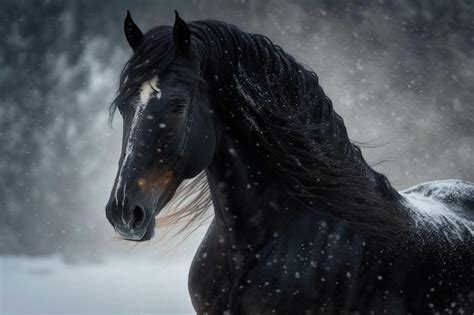 Représentation artistique d'un cheval noir majestueux