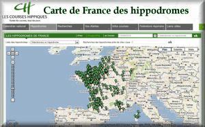Carte des principaux hippodromes du Sud-Est de la France