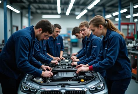 Apprentis mécaniciens en formation dans un atelier naval