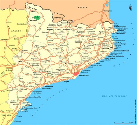 Carte de la Catalogne mettant en évidence les zones de randonnée