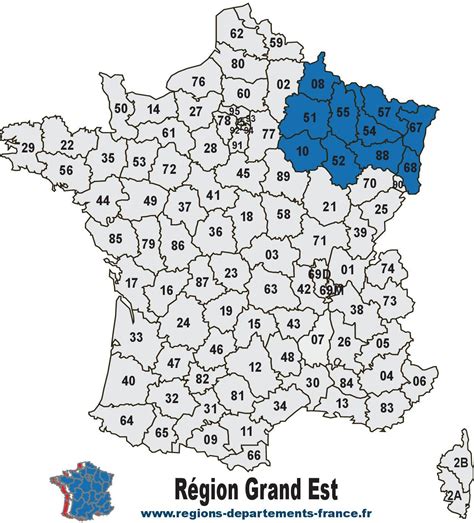 Carte de la région Grand Est indiquant la localisation de Troyes et Saint-Julien-les-Villas