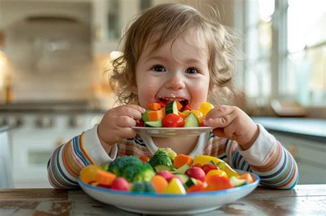 enfant mangeant des légumes