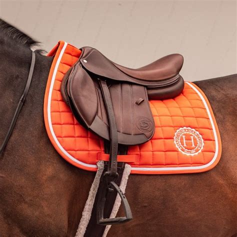 Cheval avec un tapis de selle Harcour orange