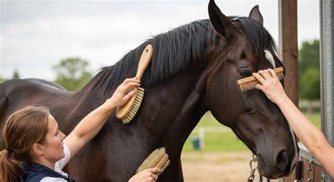 Cheval au pansage