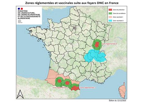 Carte des foyers de DNC en France