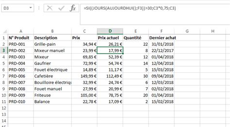 Tableau illustrant la sélection aléatoire de clients avec la fonction SI et ALEA