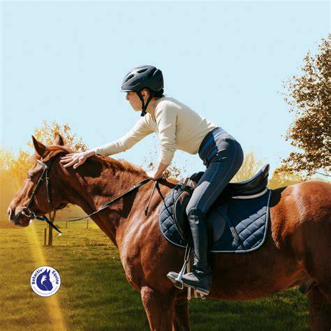 Cheval travaillant sur le plat avec un cavalier