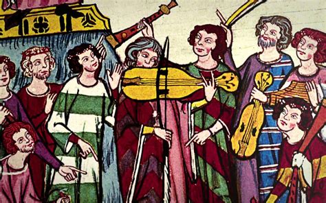 Illustration de troubadours chantant