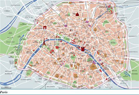 Carte de Paris avec le Crazy Horse et les Bateaux-Mouches