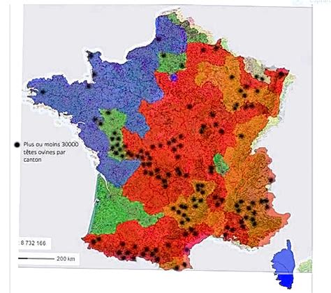 Carte de France montrant la répartition des indices de présence du loup