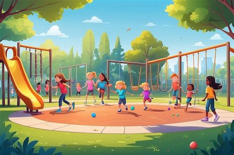Enfants jouant dans une aire de jeux de camping