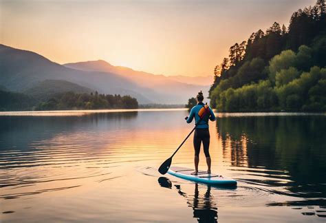 Personnes faisant du stand up paddle sur un lac