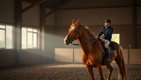 Cavalier préparant son cheval pour un examen